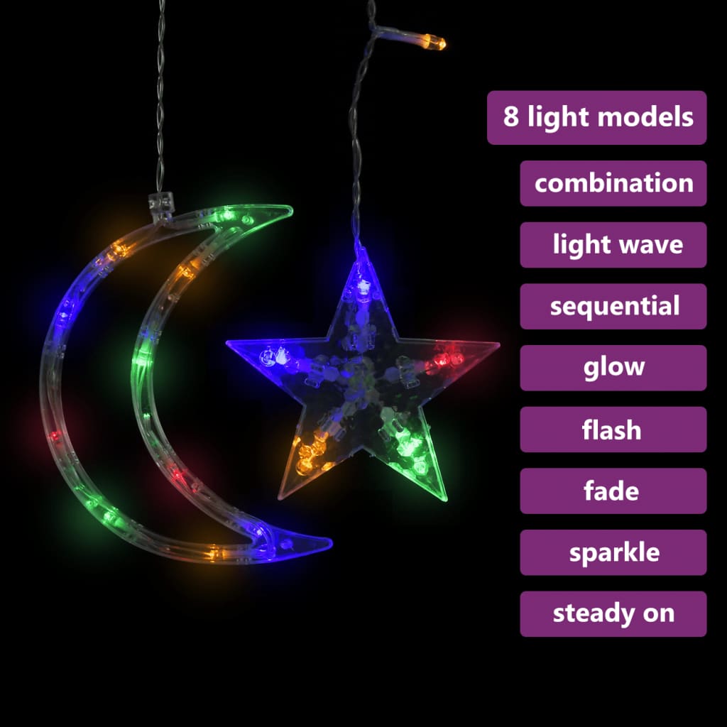 vidaXL lampiņas, zvaigžņu un mēness forma, tālvadības pults, 345 LED