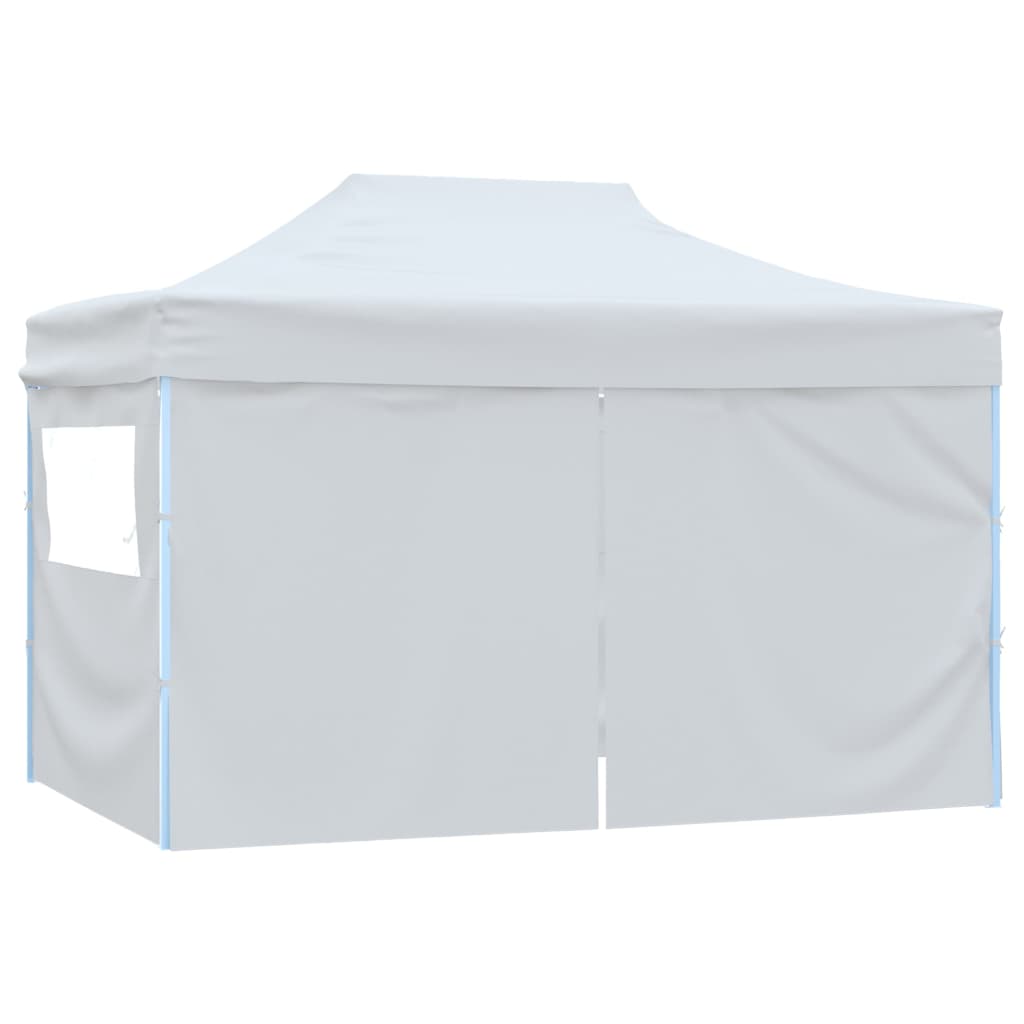 vidaXL saliekama svinību telts ar 4 sānu sienām, 3x4,5 m, balta