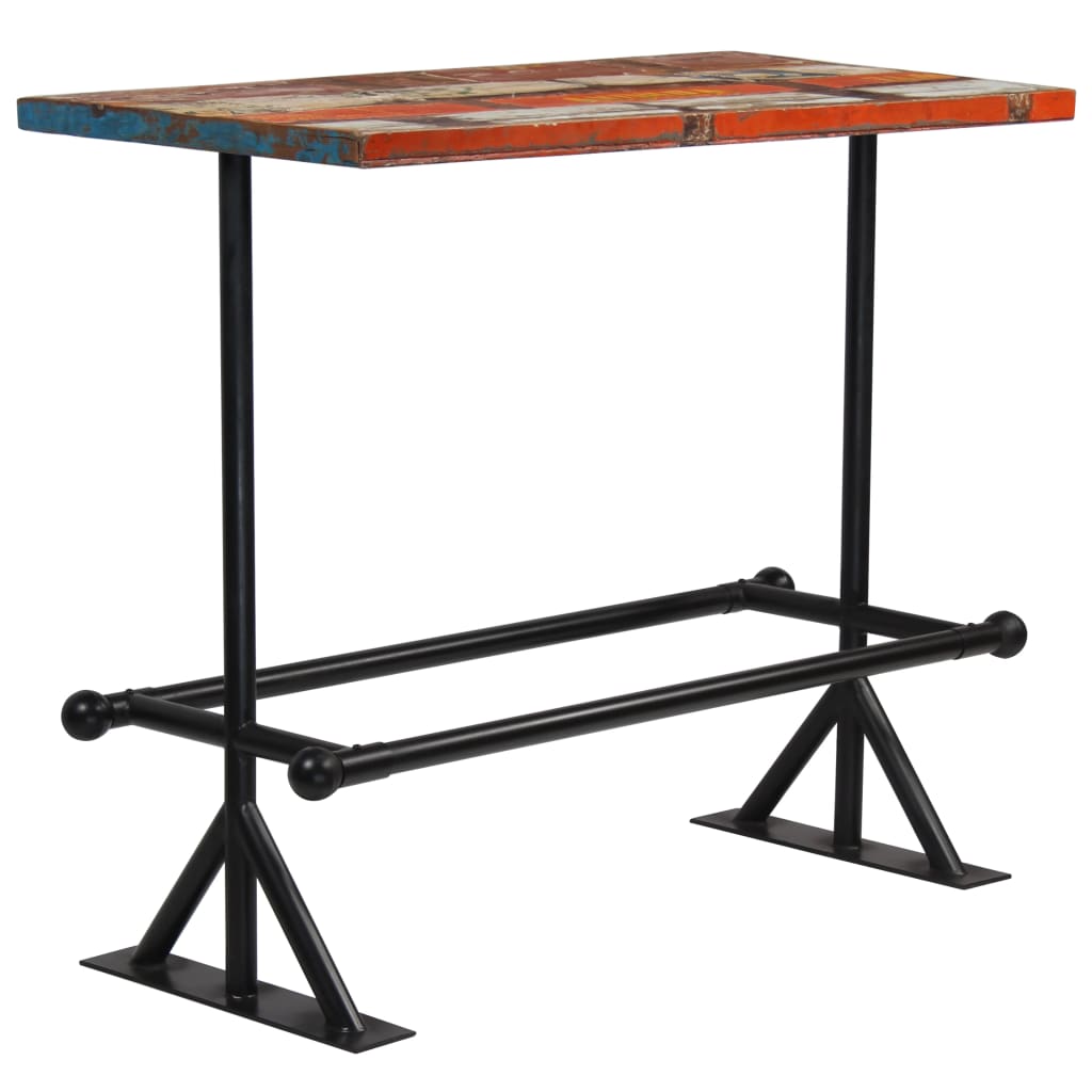 vidaXL bāra galds, 120x60x107 cm, pārstrādāts masīvkoks, daudzkrāsains