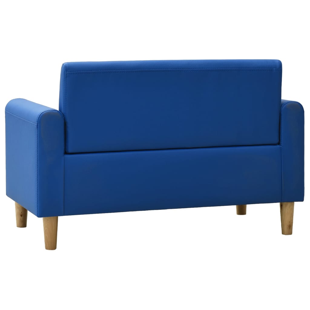 vidaXL divvietīgs bērnu dīvāns, zila mākslīgā āda