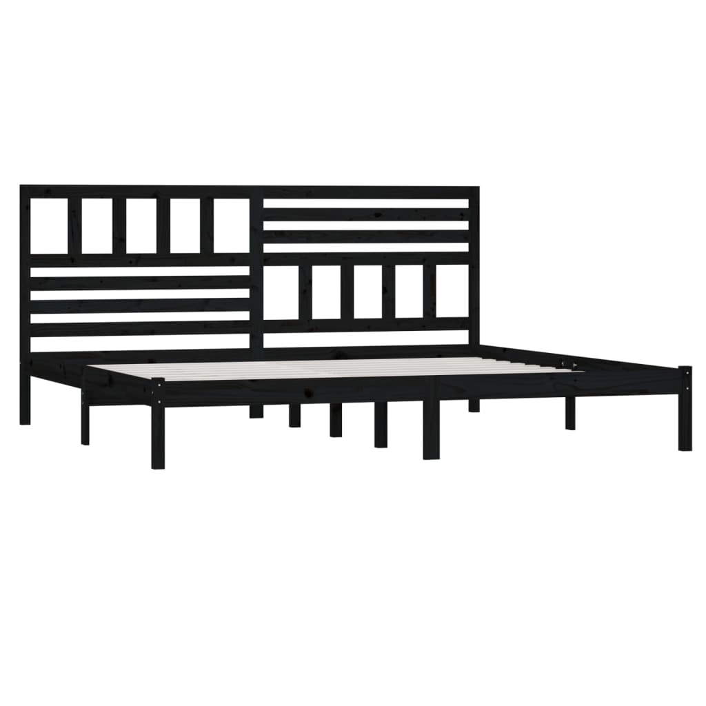 vidaXL gultas rāmis, melns, priedes masīvkoks, 200x200 cm
