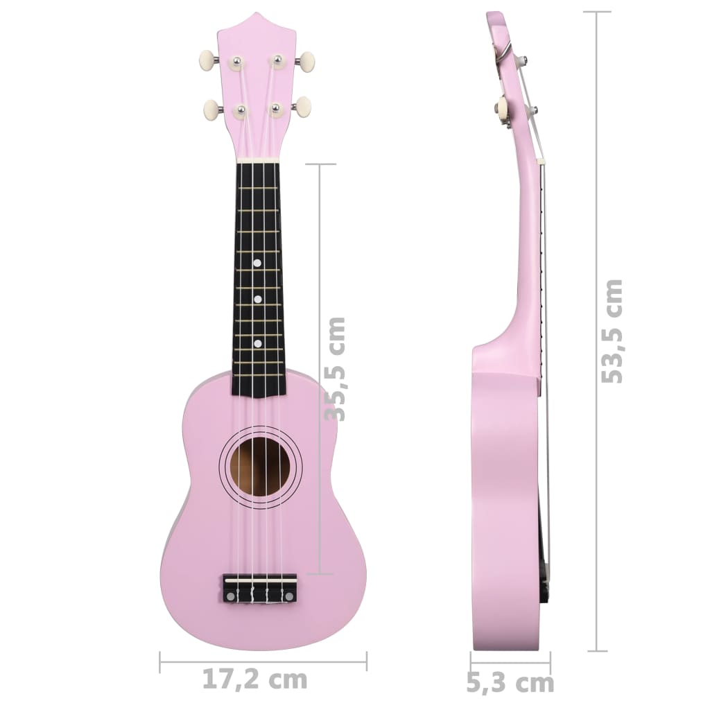 vidaXL soprāna bērnu ukulele ar somu, rozā, 21"