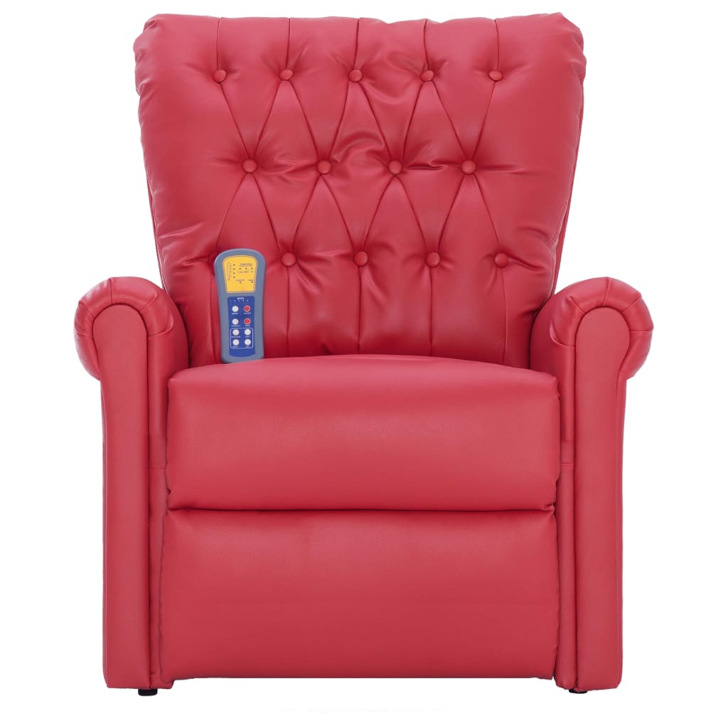 vidaXL masāžas krēsls, atgāžams, sarkana mākslīgā āda