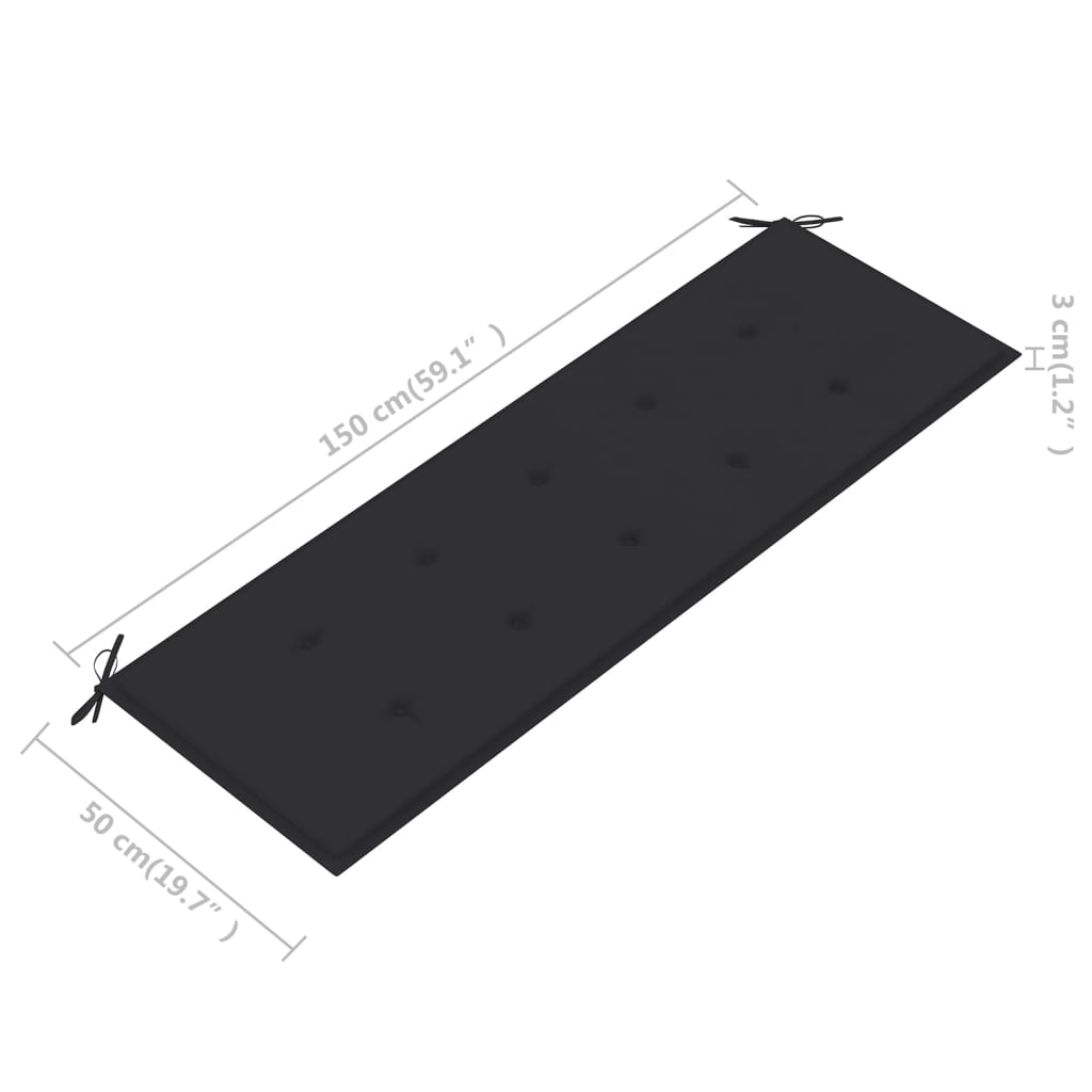 vidaXL sols ar antracītpelēku matraci, 150 cm, masīvs tīkkoks