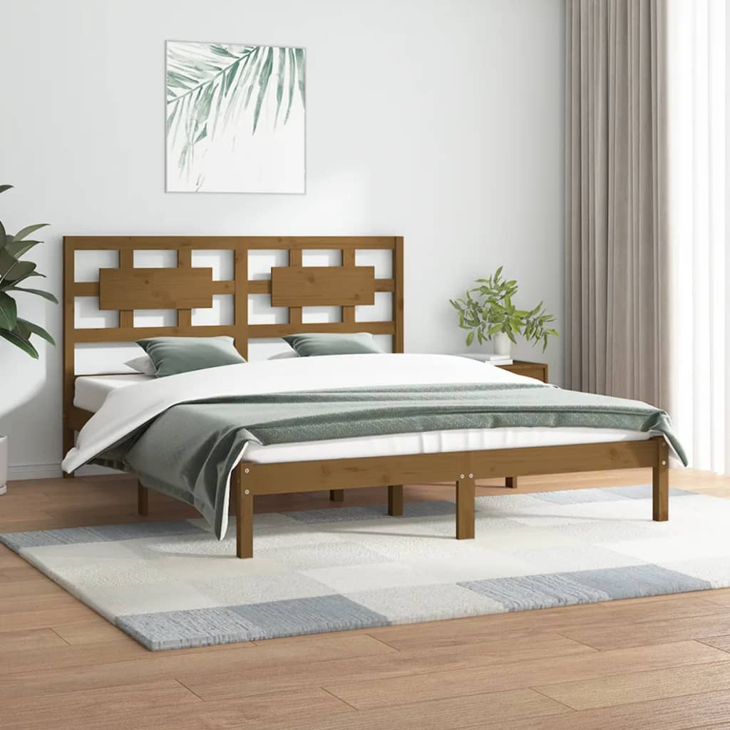 vidaXL gultas rāmis, medus brūns, priedes masīvkoks, 140x200 cm