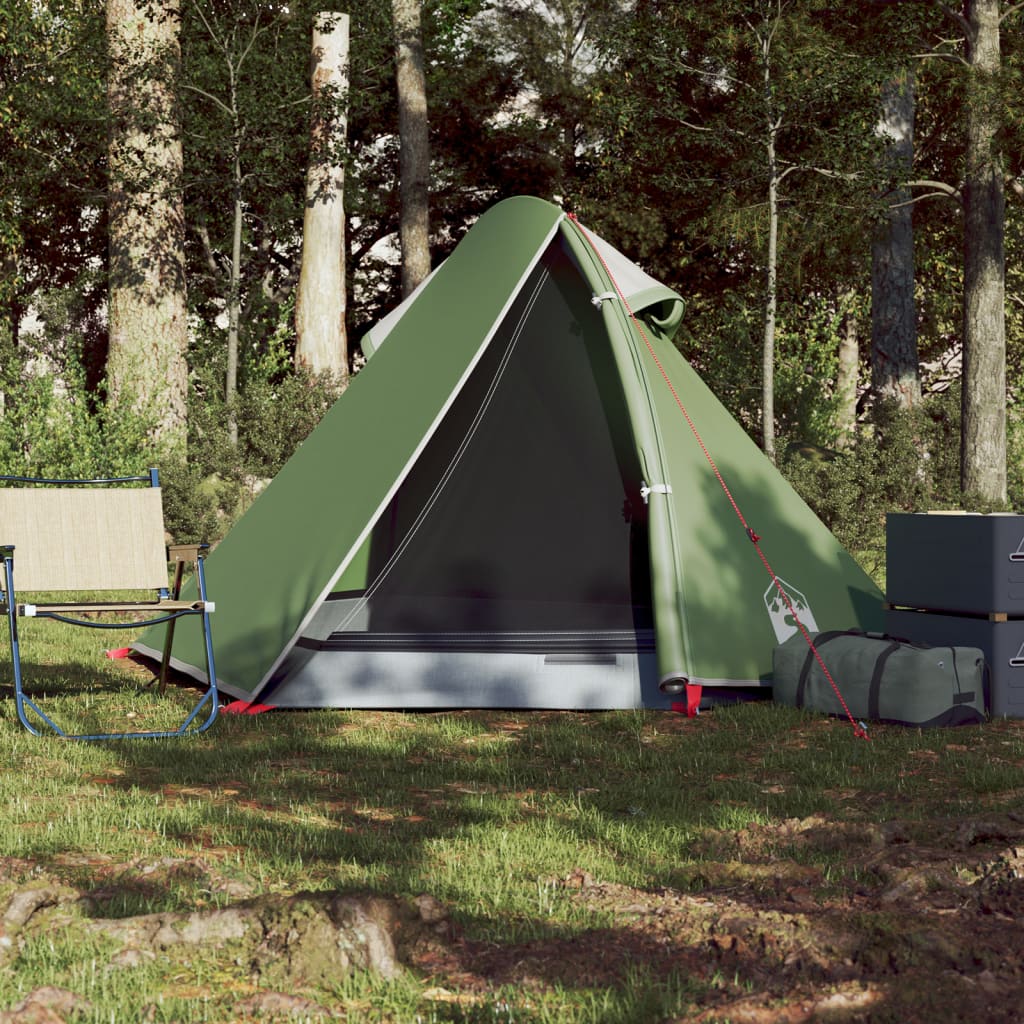vidaXL kempinga telts 2 personām, zaļa, ūdensnecaurlaidīga