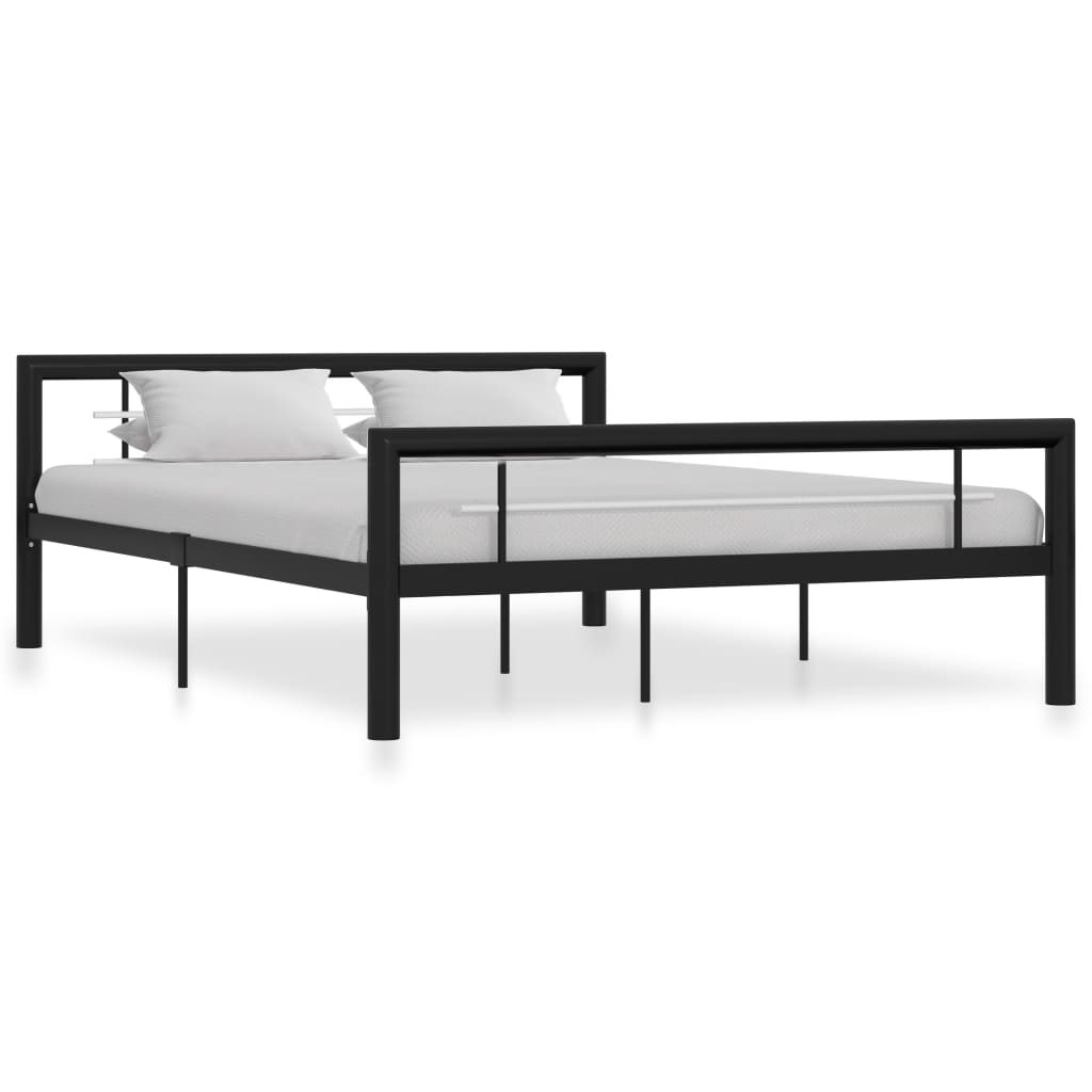 vidaXL gultas rāmis, melns ar baltu, metāls, 120x200 cm