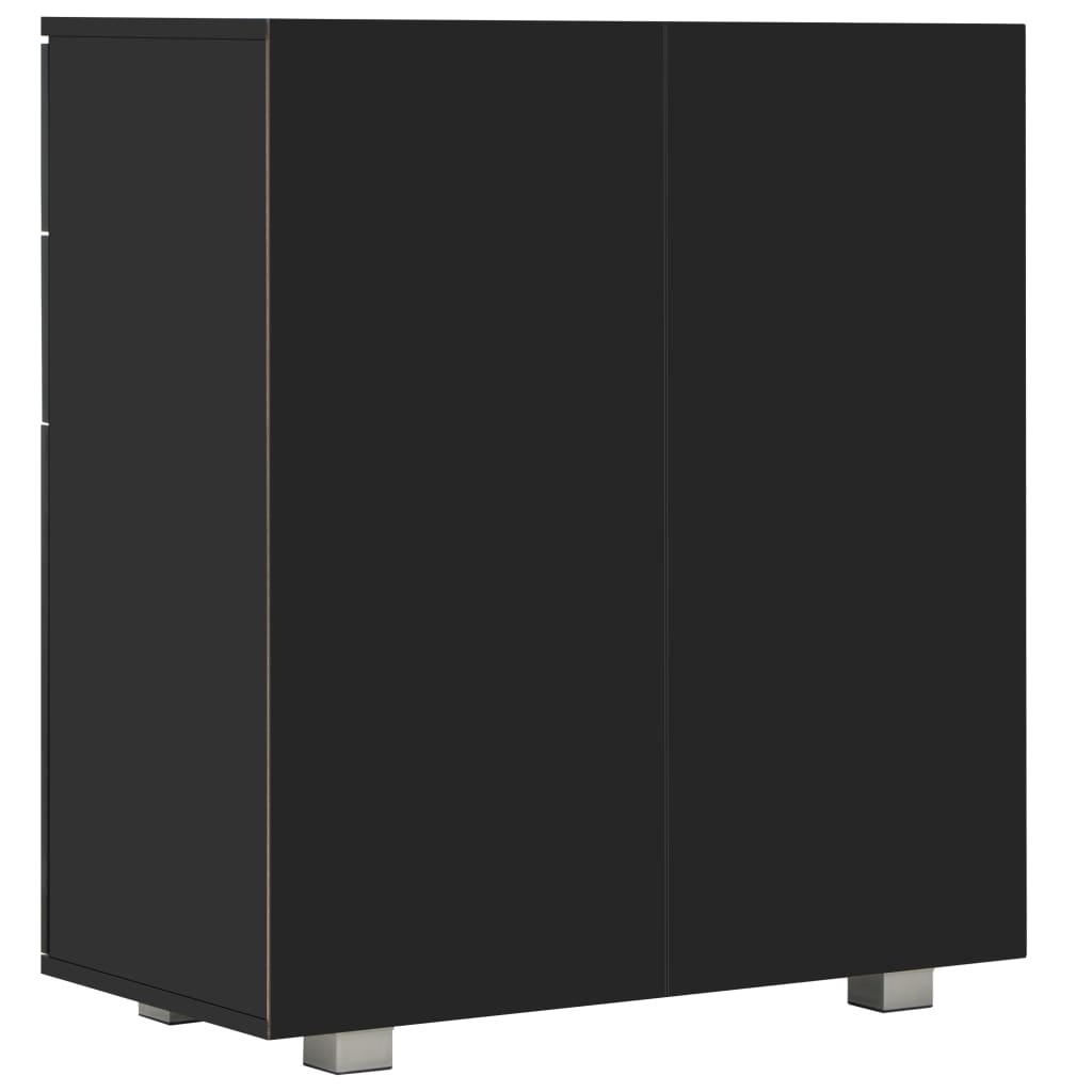 vidaXL kumode, 71x35x80 cm, spīdīgi melna, skaidu plāksne