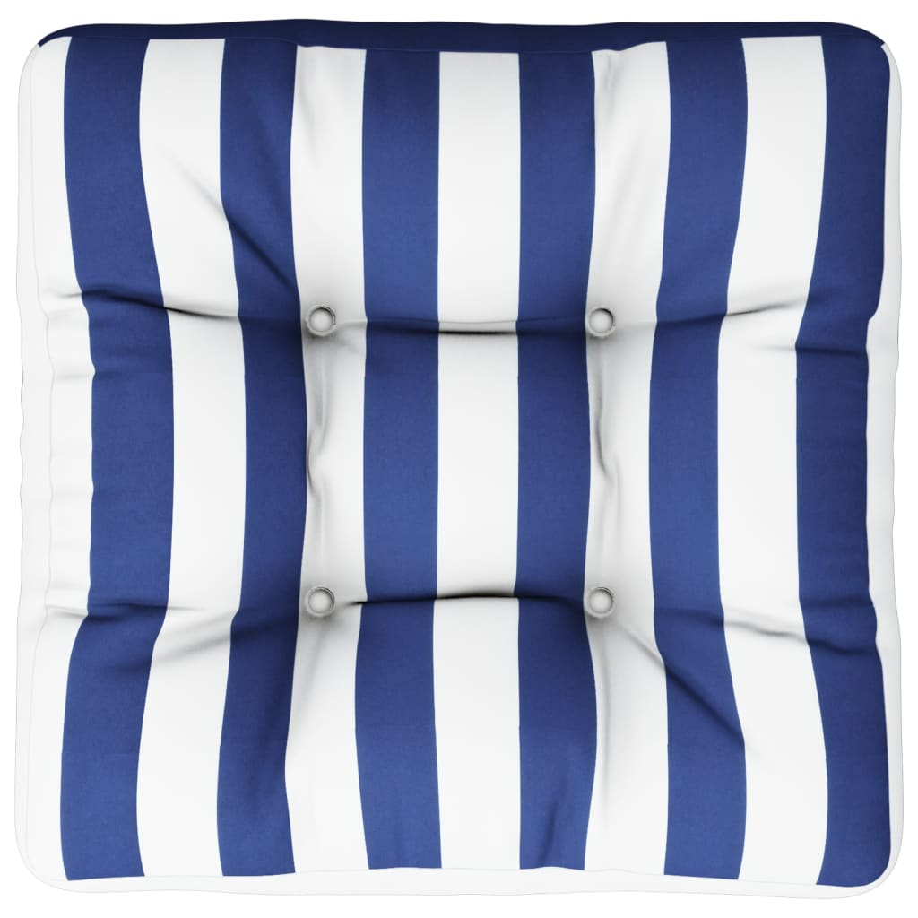 vidaXL dīvāna spilvens, zilas un baltas svītras, 50x50x12 cm, audums