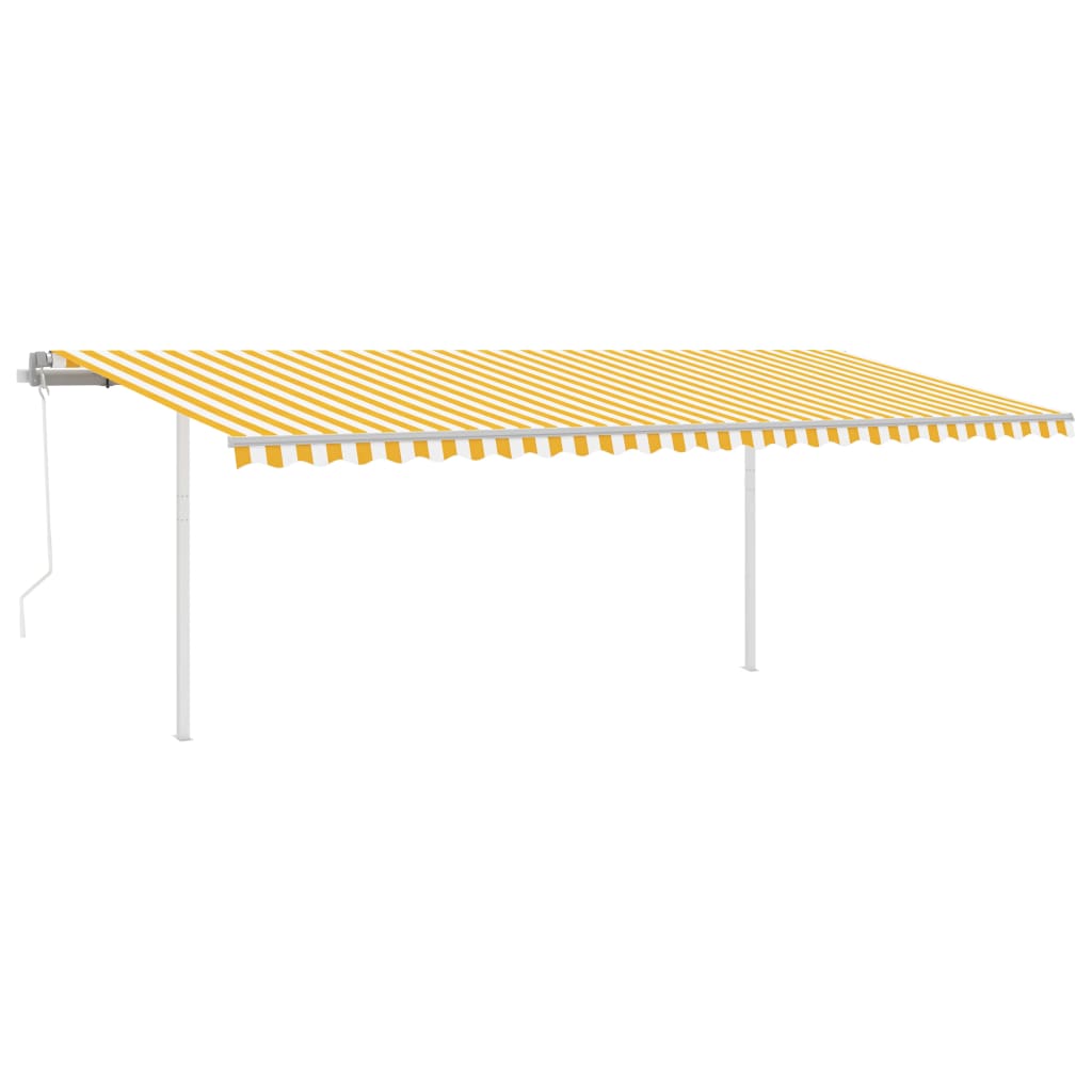 vidaXL izvelkama markīze ar stabiem, 6x3 m, automātiska, dzeltenbalta