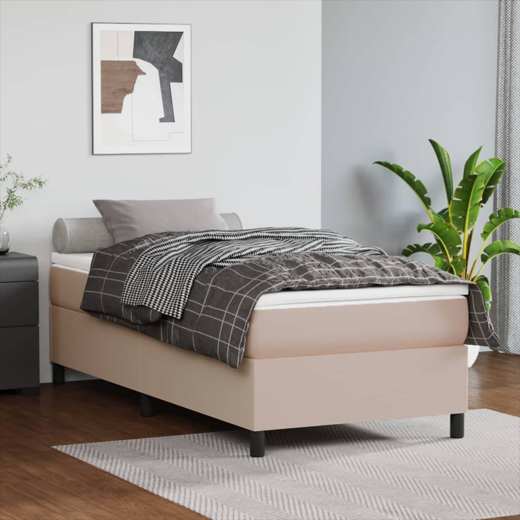 vidaXL atsperu gultas rāmis, kapučīno krāsas, 80x200 cm, mākslīgā āda