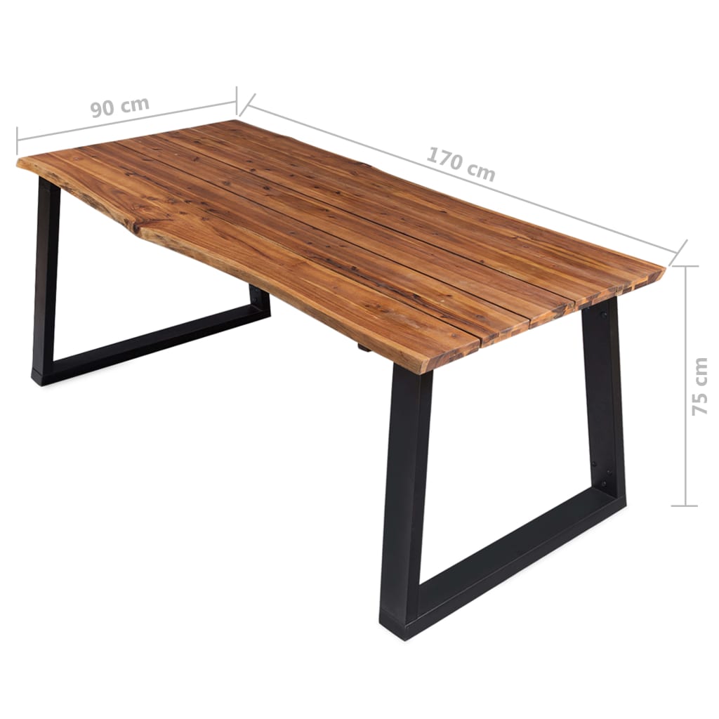 vidaXL dārza galds, 170x90x75 cm, akācijas masīvkoks