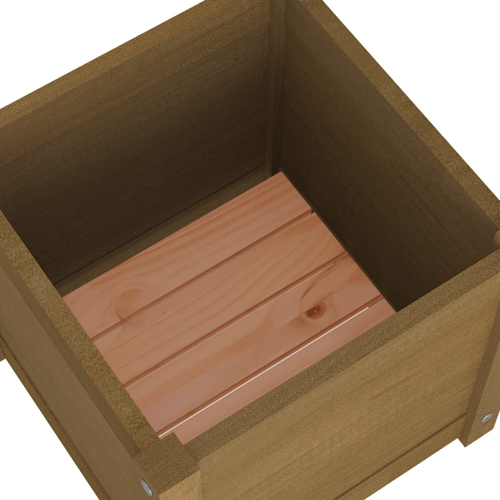 vidaXL dārza puķu kastes, 2 gab., 40x40x40cm, brūns priedes masīvkoks