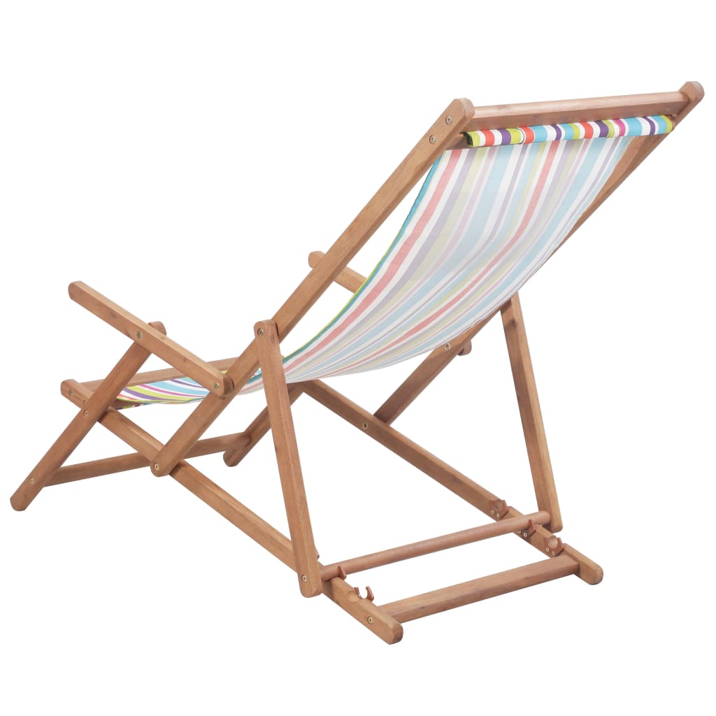 vidaXL saliekams pludmales krēsls, krāsains audums, koka rāmis