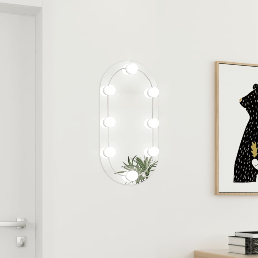 vidaXL spogulis ar LED gaismām, 60x30 cm, stikls, ovāls