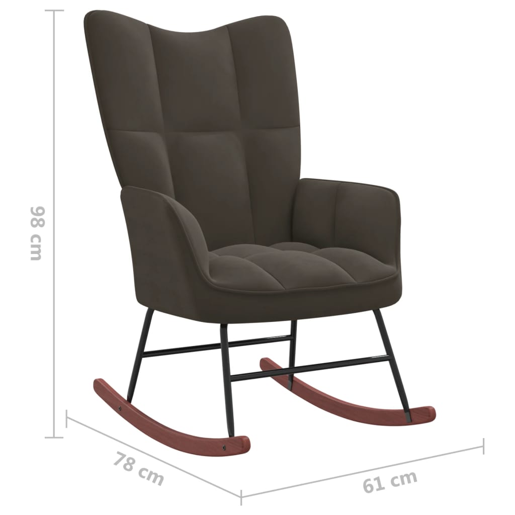 vidaXL šūpuļkrēsls ar kāju balstu, tumši pelēks samts