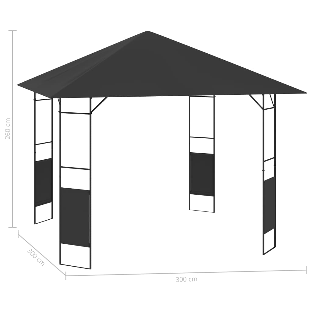 vidaXL dārza nojume, 3x3 m, antracītpelēka, 160 g/m²