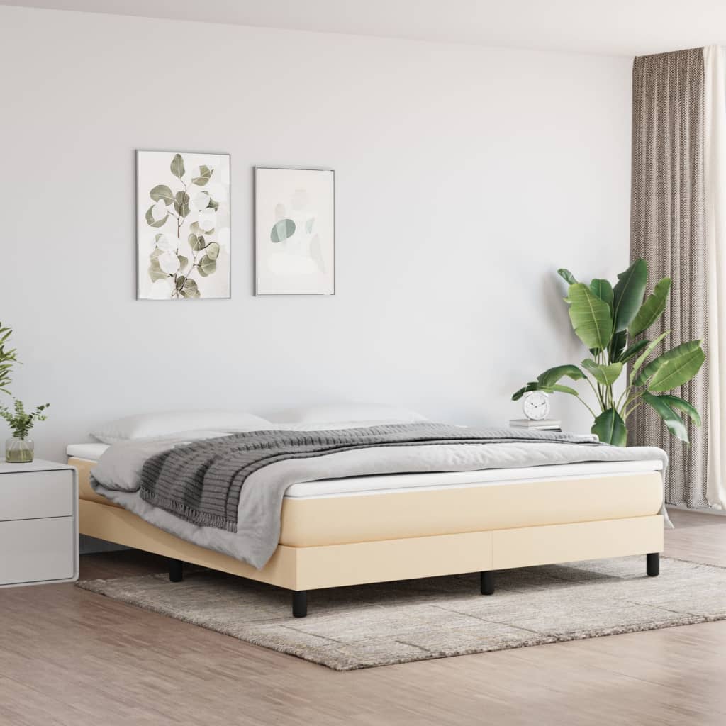 vidaXL gultas rāmis, krēmkrāsa, 160x200 cm, audums