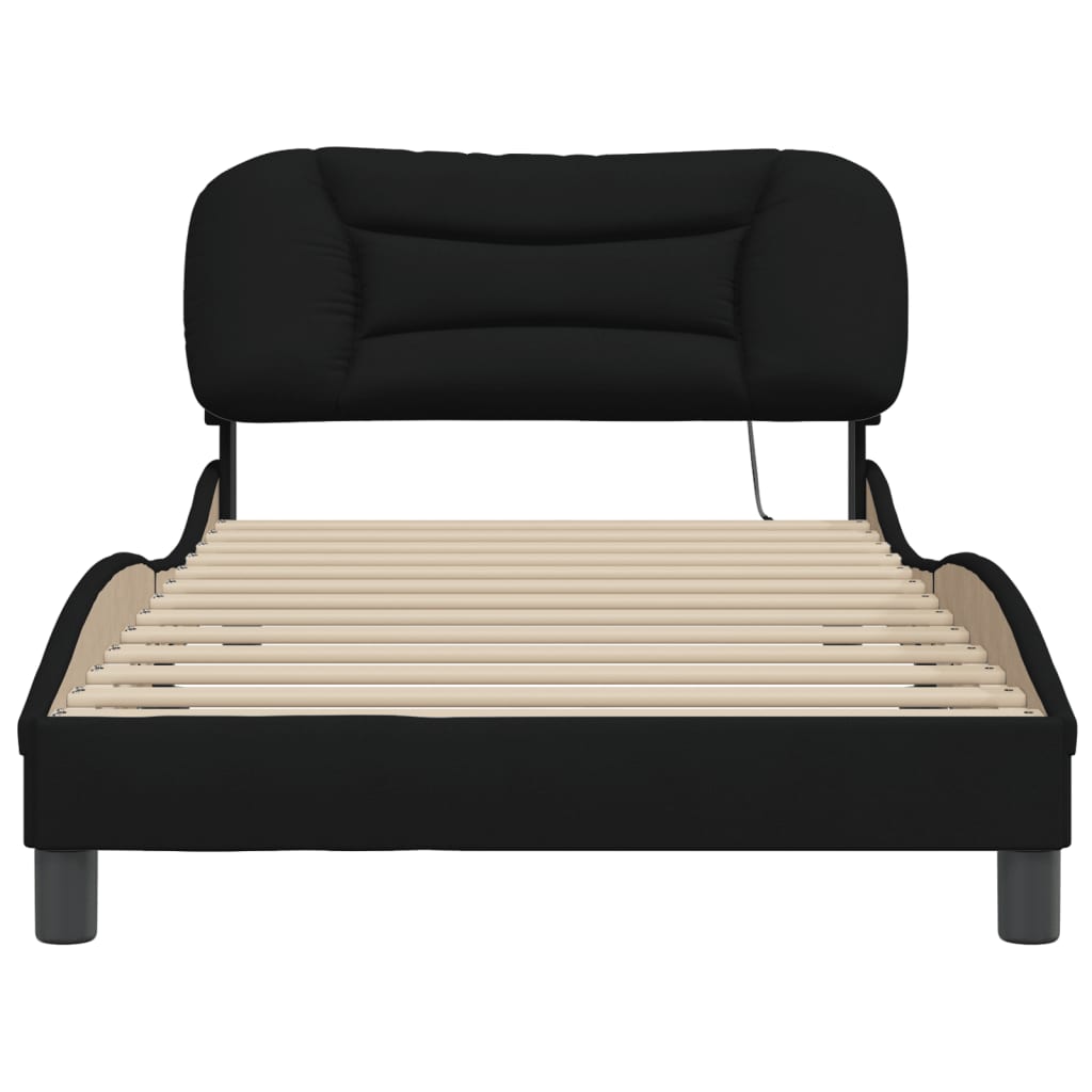 vidaXL gultas rāmis ar galvgali, melns, 100x200 cm, audums