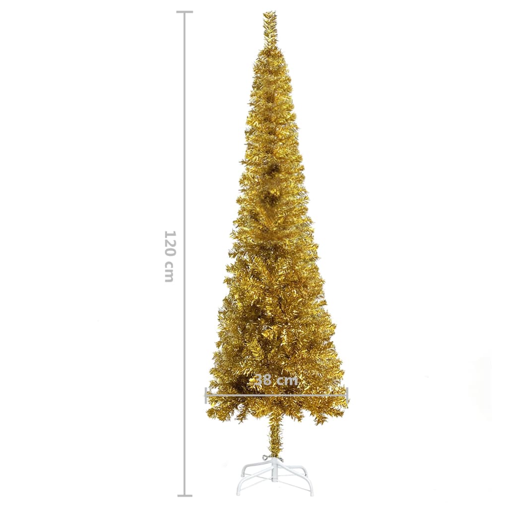vidaXL izgaismota Ziemassvētku egle ar rotājumiem, zelta, 120 cm