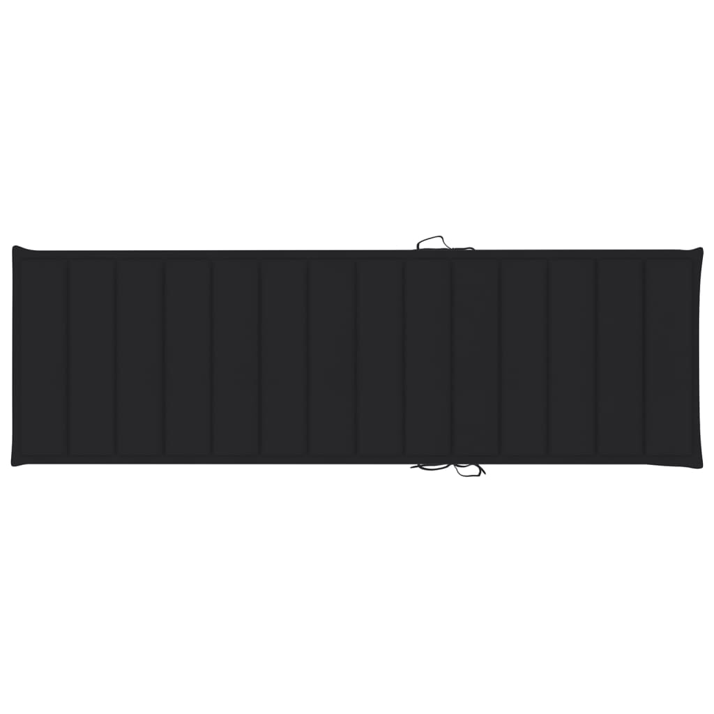 vidaXL sauļošanās zvilnis, melns matracis, impregnēta priede