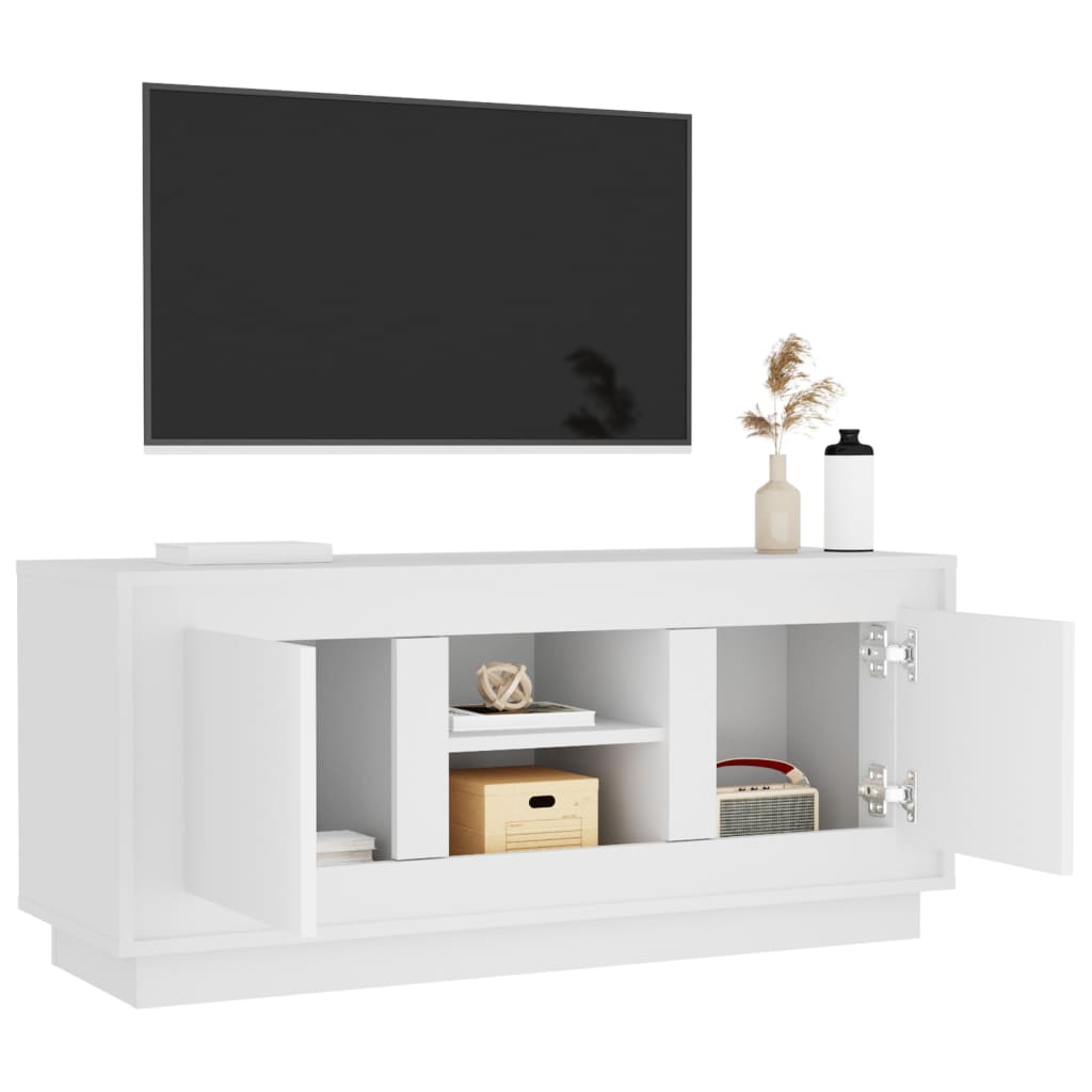 vidaXL TV skapītis, balts, 102x35x45 cm, inženierijas koks