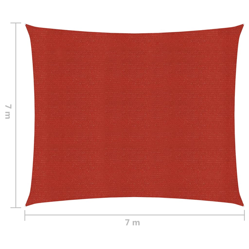 vidaXL saulessargs, 160 g/m², sarkans, 7x7 m, HDPE