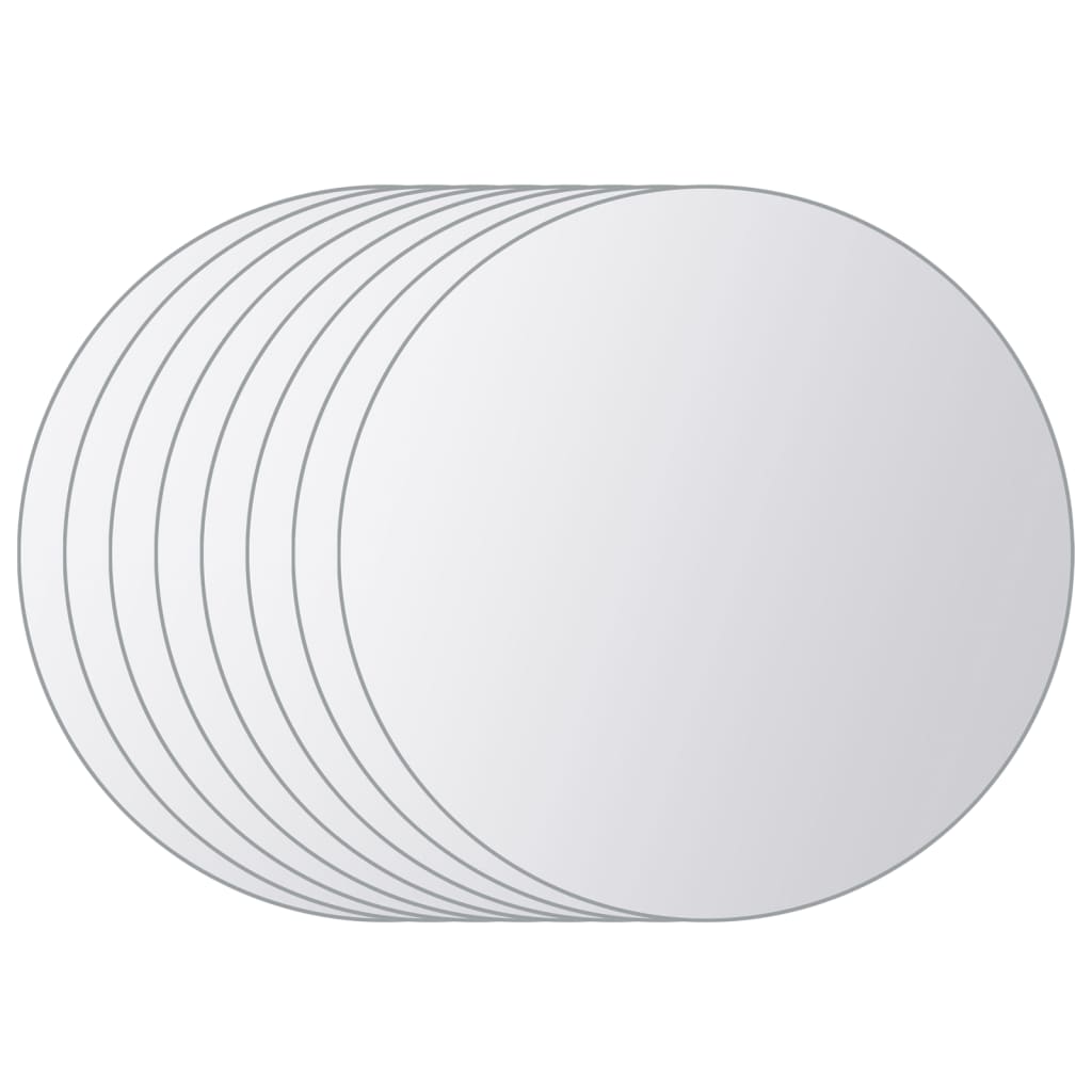 vidaXL spoguļflīzes, 8 gab., apaļas, stikls