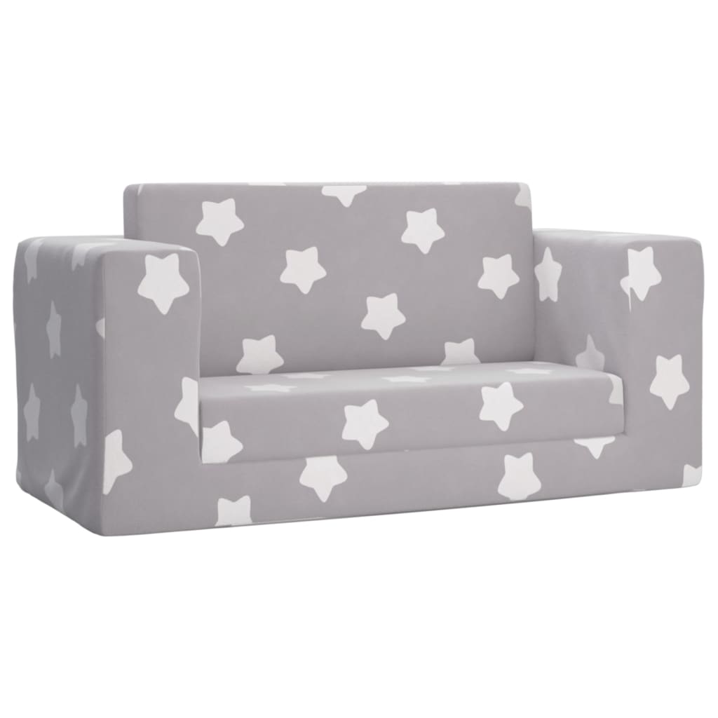 vidaXL divvietīga bērnu dīvāngulta, gaiši pelēka ar zvaigznēm, plīšs