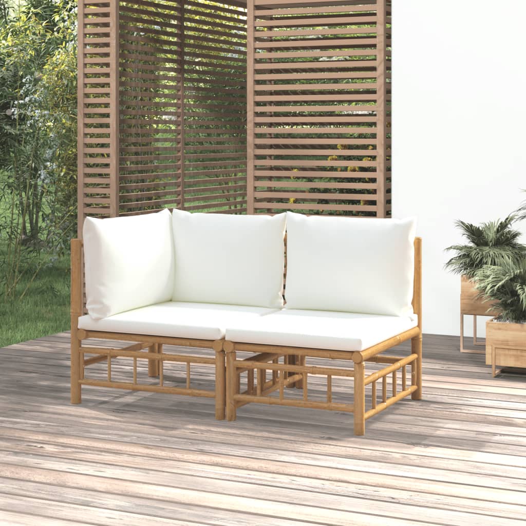 vidaXL 2-daļīgs dārza atpūtas mēbeļu komplekts ar matračiem, bambuss