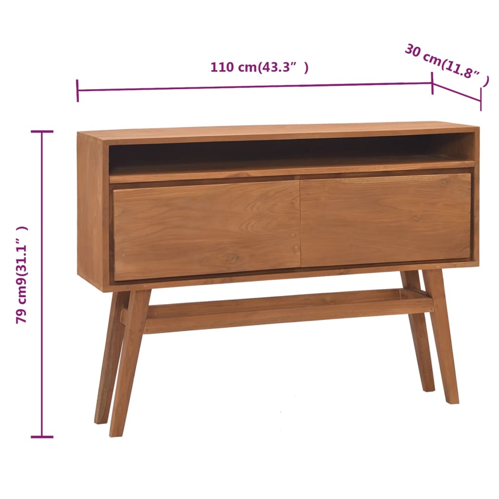 vidaXL konsoles galdiņš, 110x30x79 cm, masīvs tīkkoks