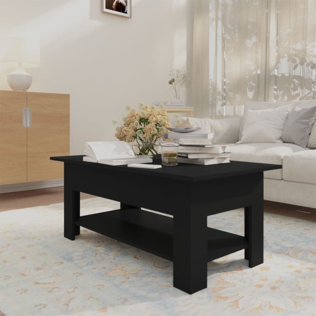 vidaXL kafijas galdiņš, melns, 102x55x42 cm, skaidu plāksne