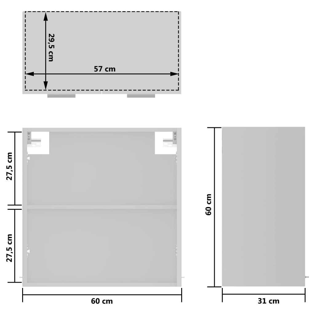 vidaXL piekarams skapītis, balts, 60x31x60 cm, skaidu plāksne