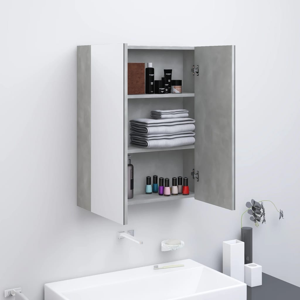 vidaXL vannasistabas skapītis ar spoguli, 60x15x75cm, betonpelēks, MDF