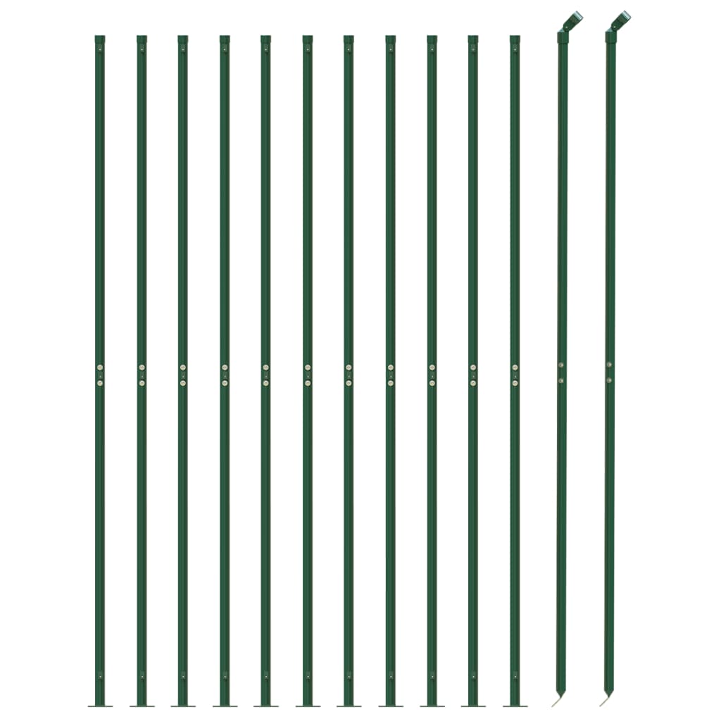 vidaXL stiepļu žogs ar atloku, zaļš, 1x25 m