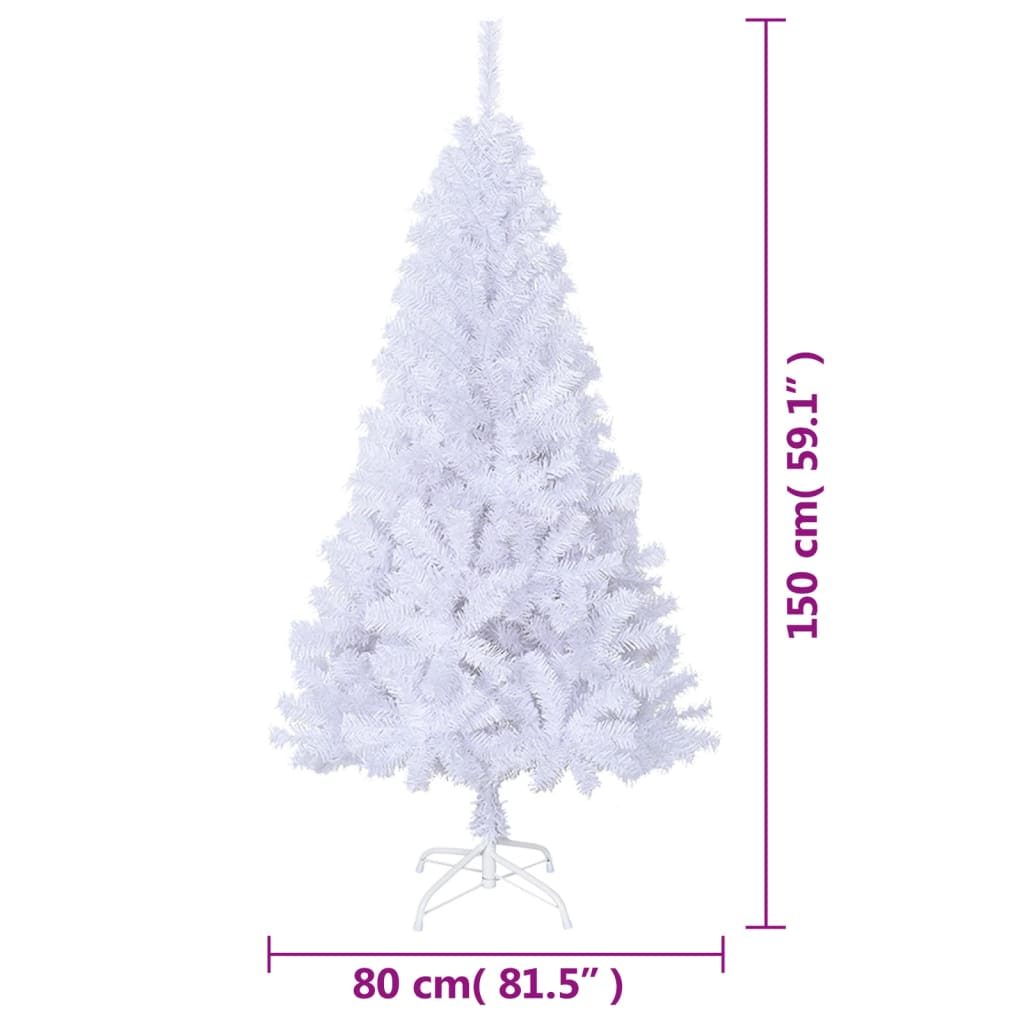 vidaXL mākslīgā Ziemassvētku egle, biezi zari, balta, 150 cm, PVC