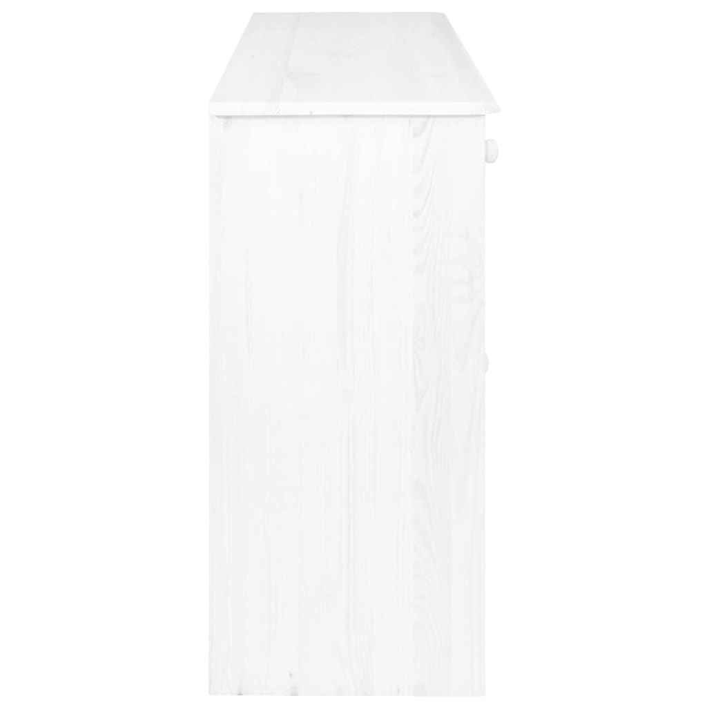 vidaXL kumode, 3 atvilktnes, balta, 113x35x73 cm, priedes masīvkoks