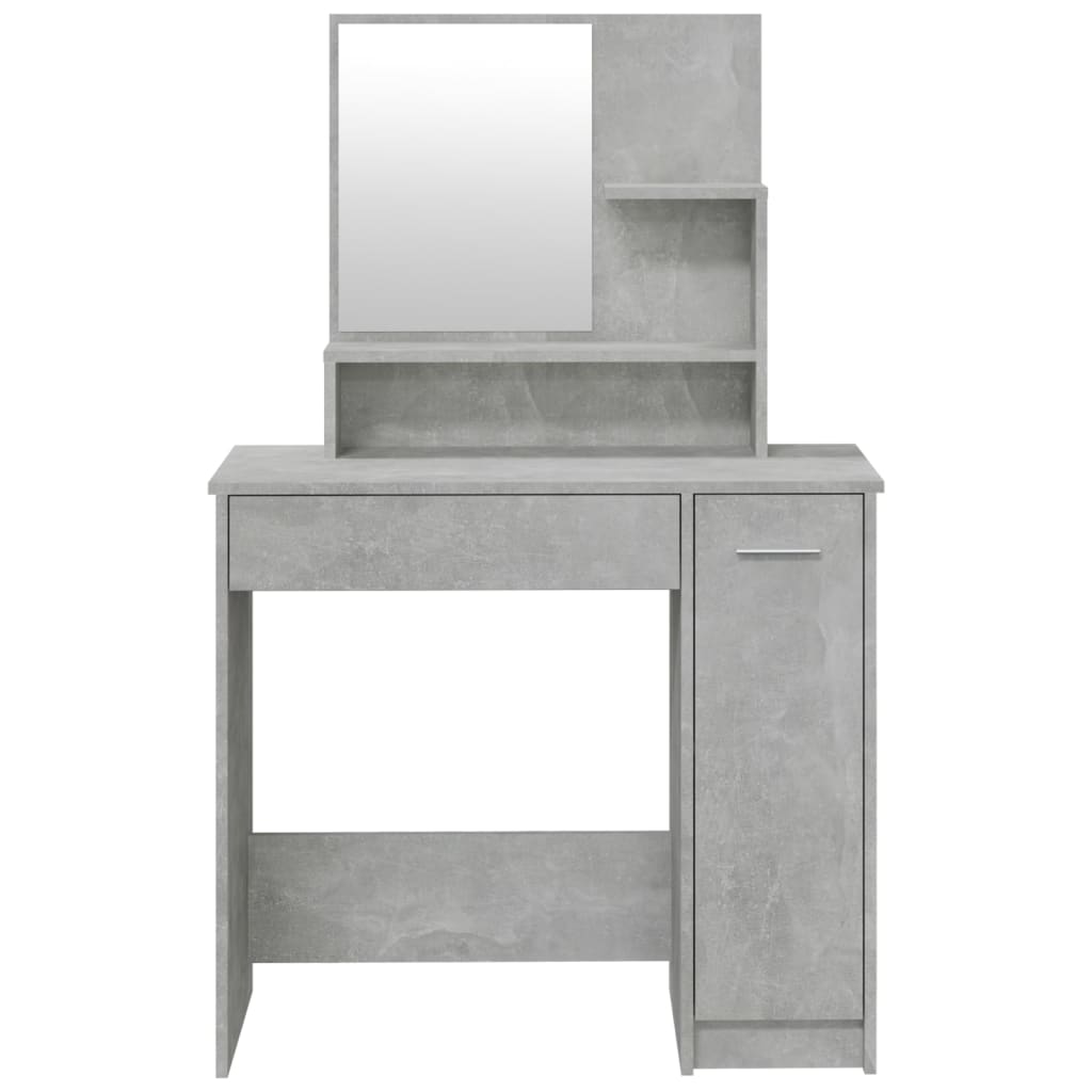 vidaXL galdiņš ar spoguli, betona pelēks, 86,5x35x136 cm