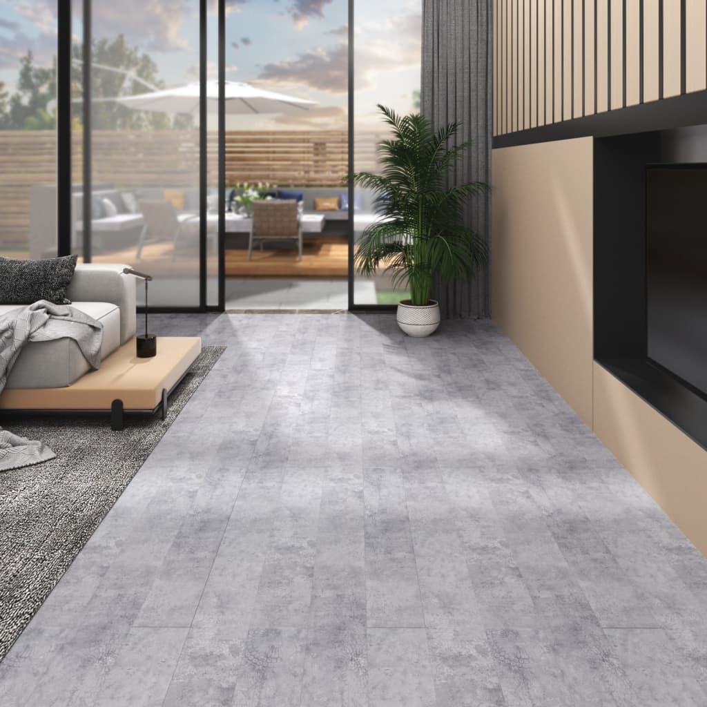 vidaXL grīdas dēļi, pašlīmējoši, 4,46 m², 3 mm, betona pelēks PVC