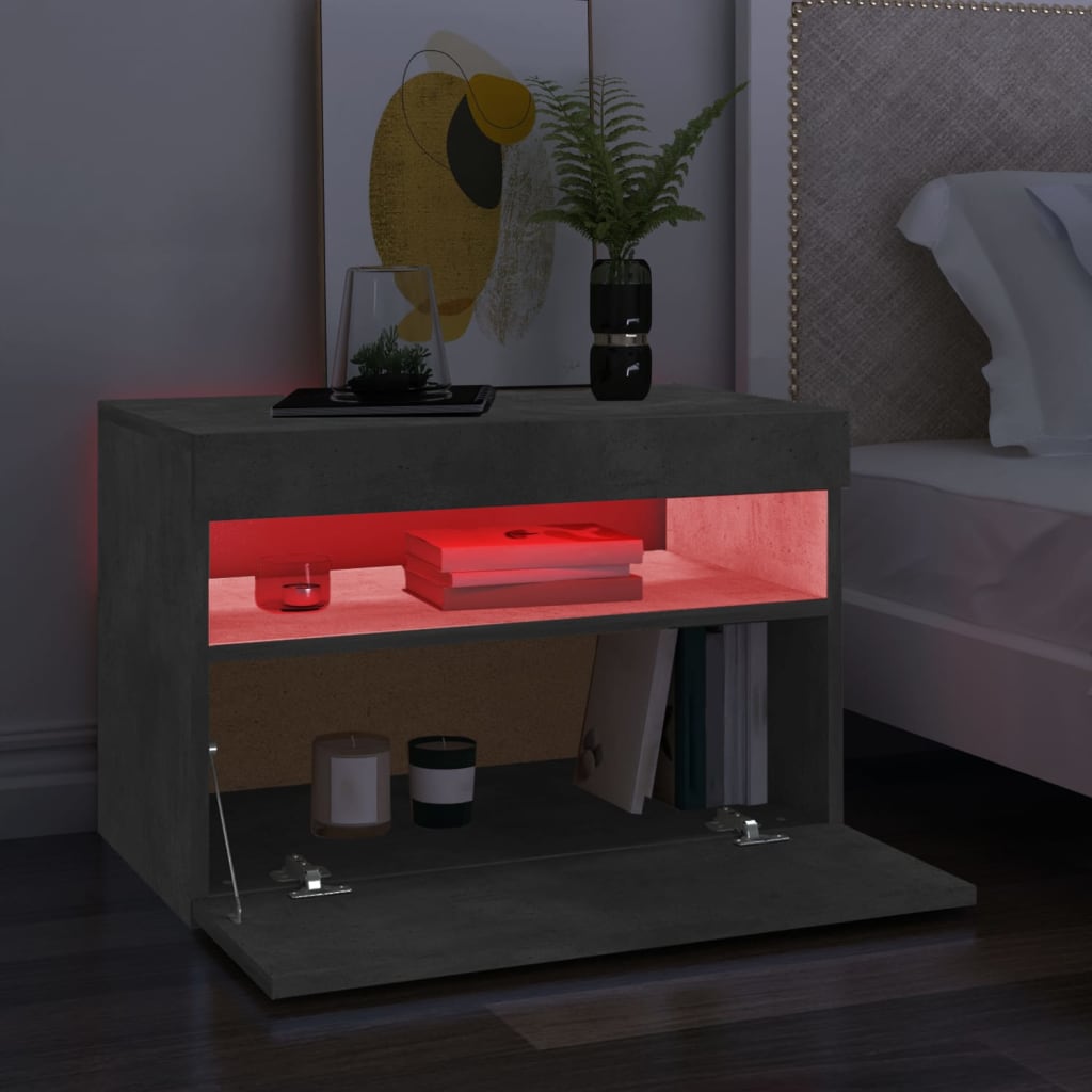 vidaXL TV galdiņš ar LED lampiņām, 60x35x40 cm, betona pelēks