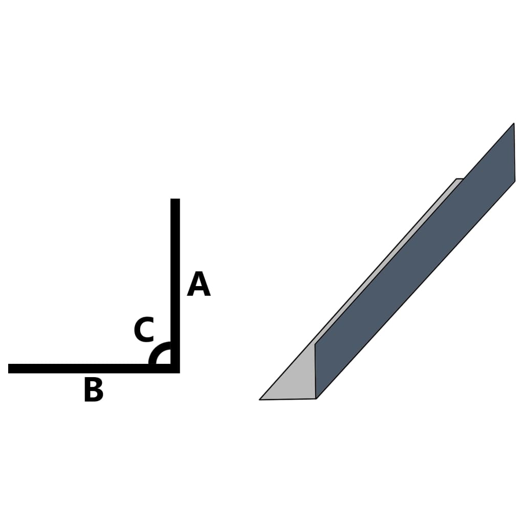 vidaXL L-formas 90° leņķa loksnes, 5 gab., pelēks alumīnijs, 170 cm