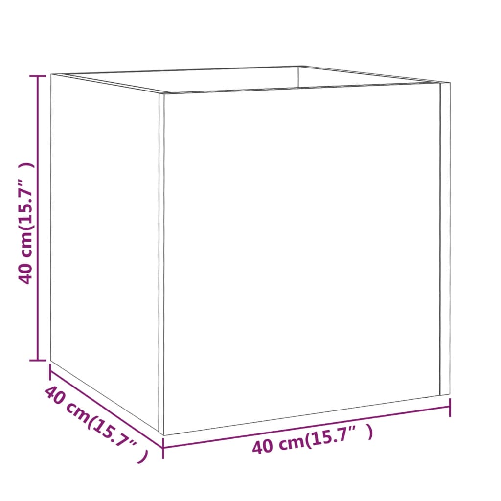 vidaXL puķu kaste, spīdīgi balta, 40x40x40 cm, inženierijas koks