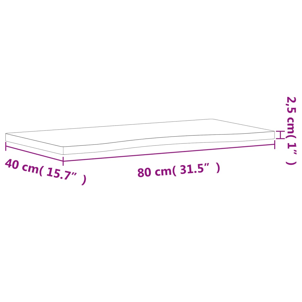 vidaXL rakstāmgalda virsma, 80x(36-40)x2,5 cm, dižskābarža masīvkoks