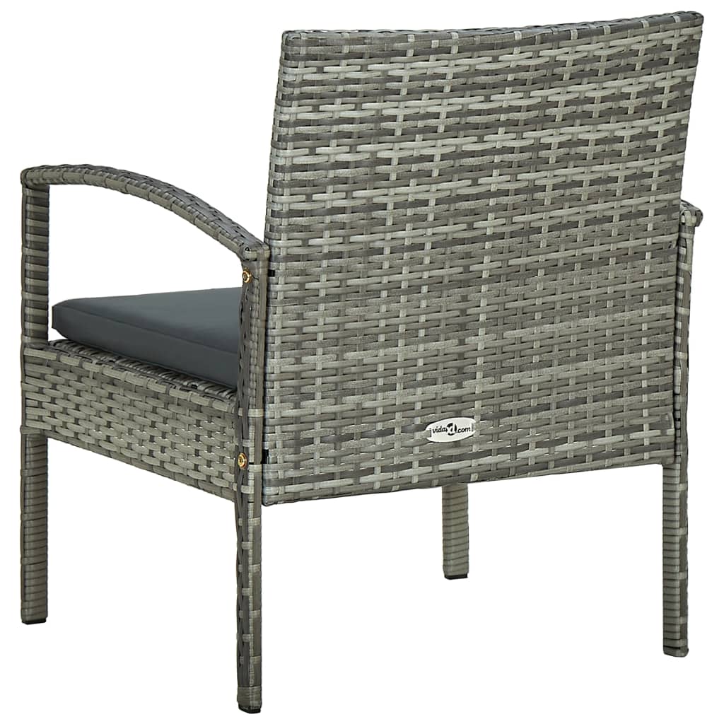 vidaXL dārza krēsls ar matraci, pelēka PE rotangpalma