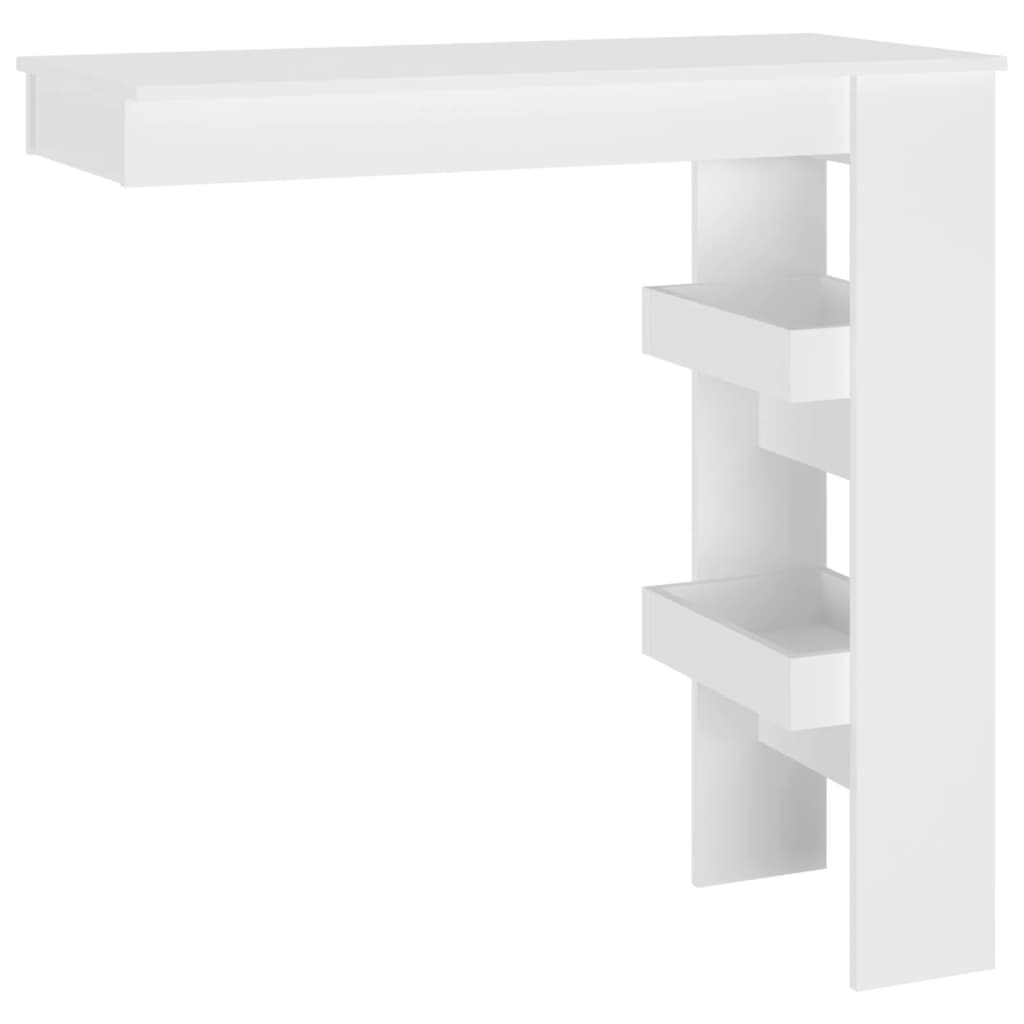 vidaXL sienas bāra galds, balts, 102x45x103,5 cm, inženierijas koks