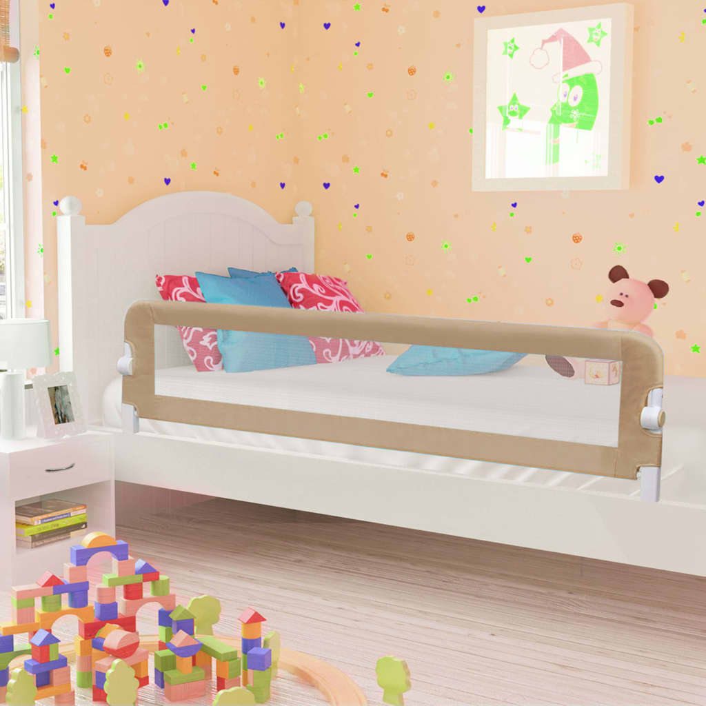 vidaXL bērnu gultas aizsargbarjera, pelēkbrūna, 180x42 cm, poliesters