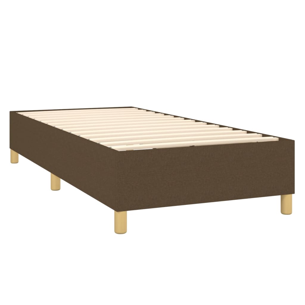 vidaXL atsperu gulta ar matraci, tumši brūna, 90x190 cm, audums