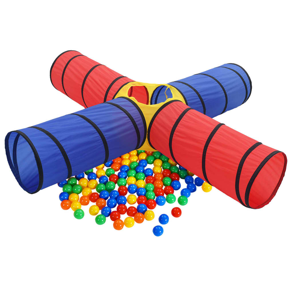 vidaXL bērnu rotaļu tunelis ar 250 bumbiņām, krāsains