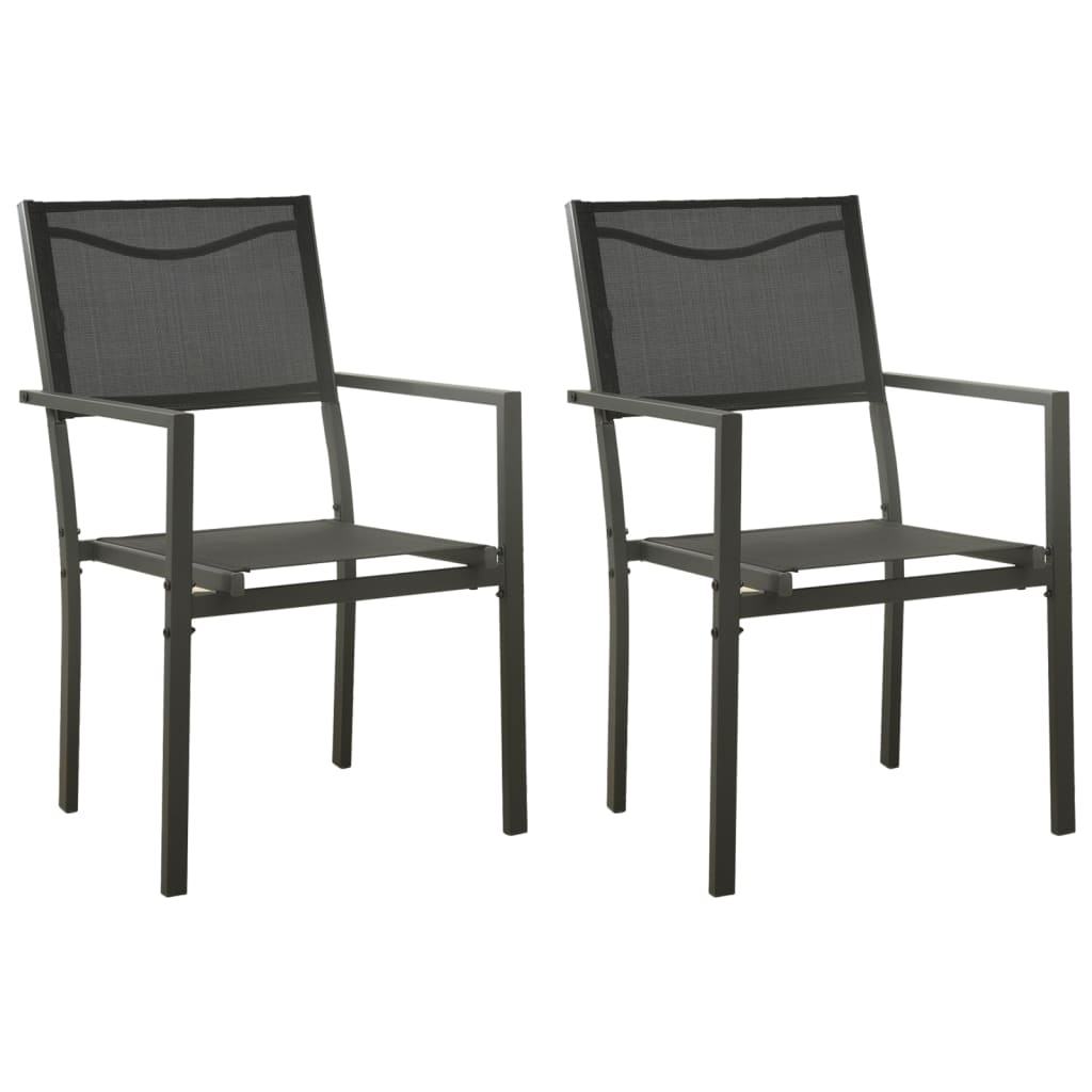 vidaXL dārza krēsli, 2 gab., antracītpelēks tērauds, melns tekstilēns