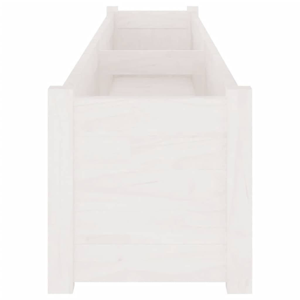vidaXL dārza puķu kaste, 200x31x31 cm, balts priedes masīvkoks